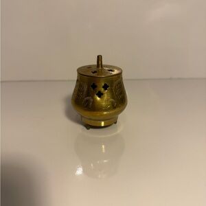 Beautiful 3” SOLID BRASS Incense Burner Potpourri Holder Pot from India